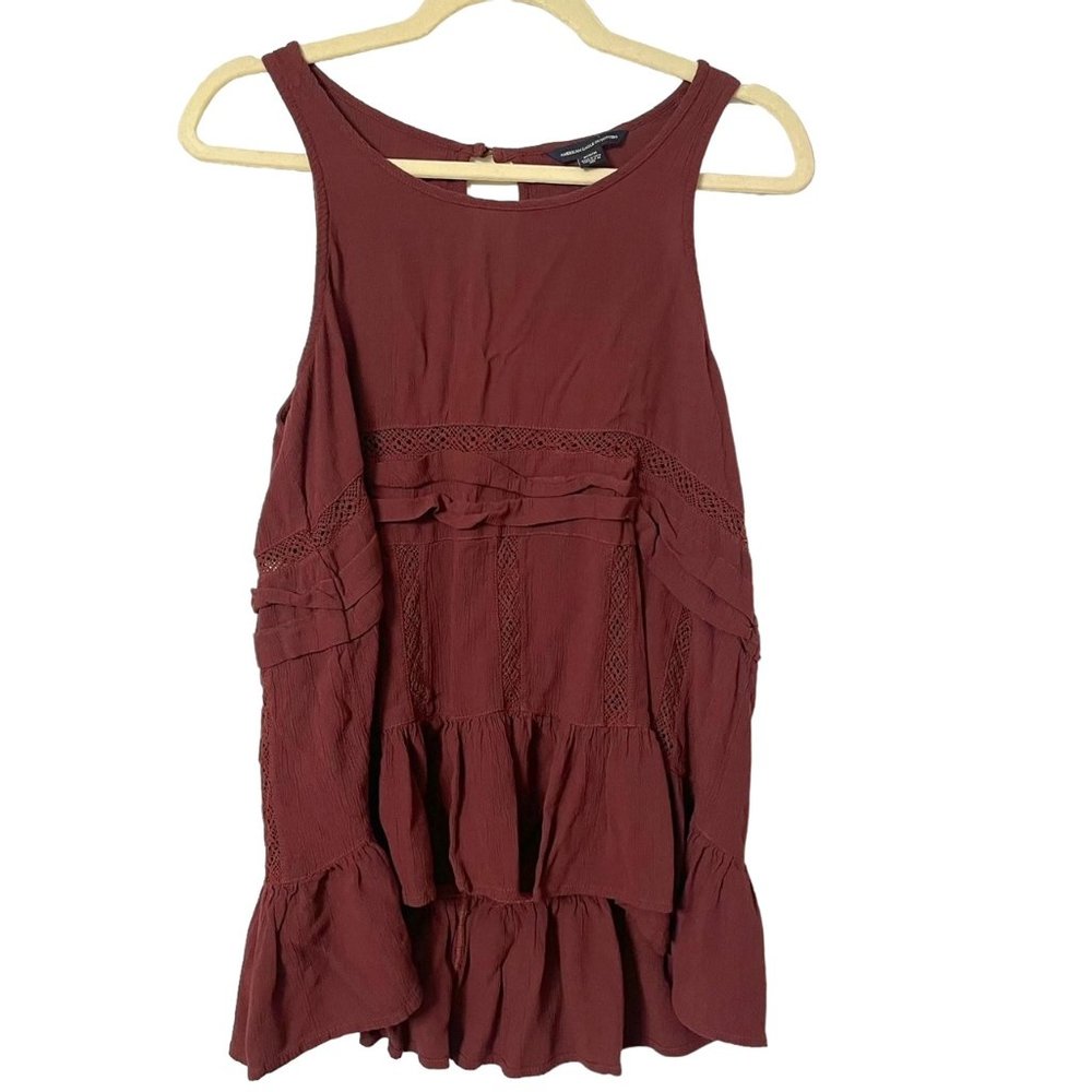 American Eagle Outfitters Burgundy Sleeveless Top - Womens Size Medium